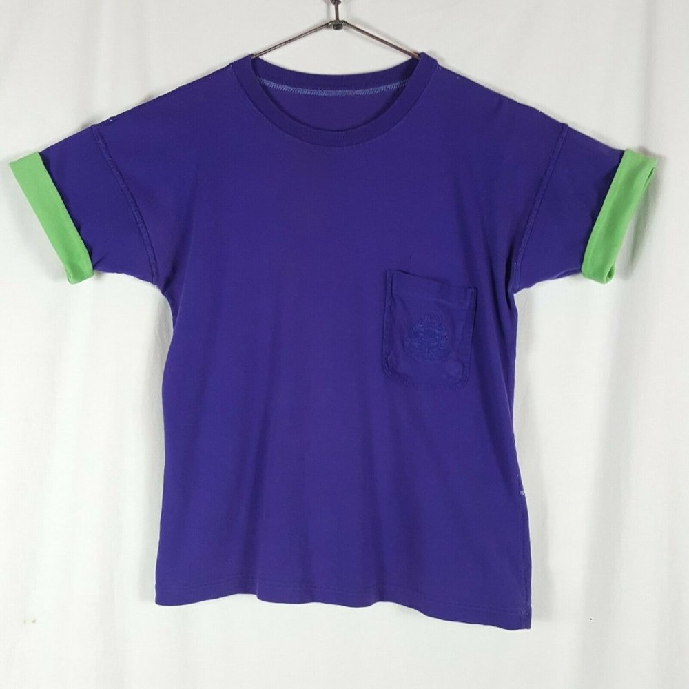 Vtg 80s Jones Wear T-Shirt Purple Green